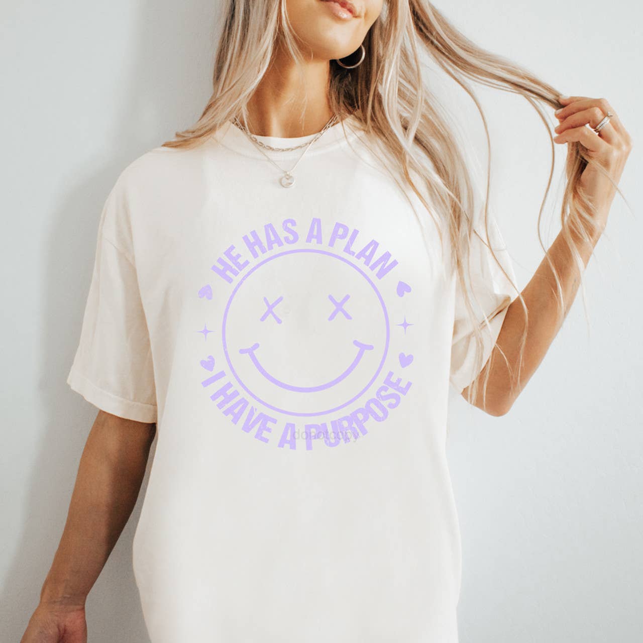 He Has A Plan I Have A Purpose Happy Face LAVENDER DTF Heat Transfer