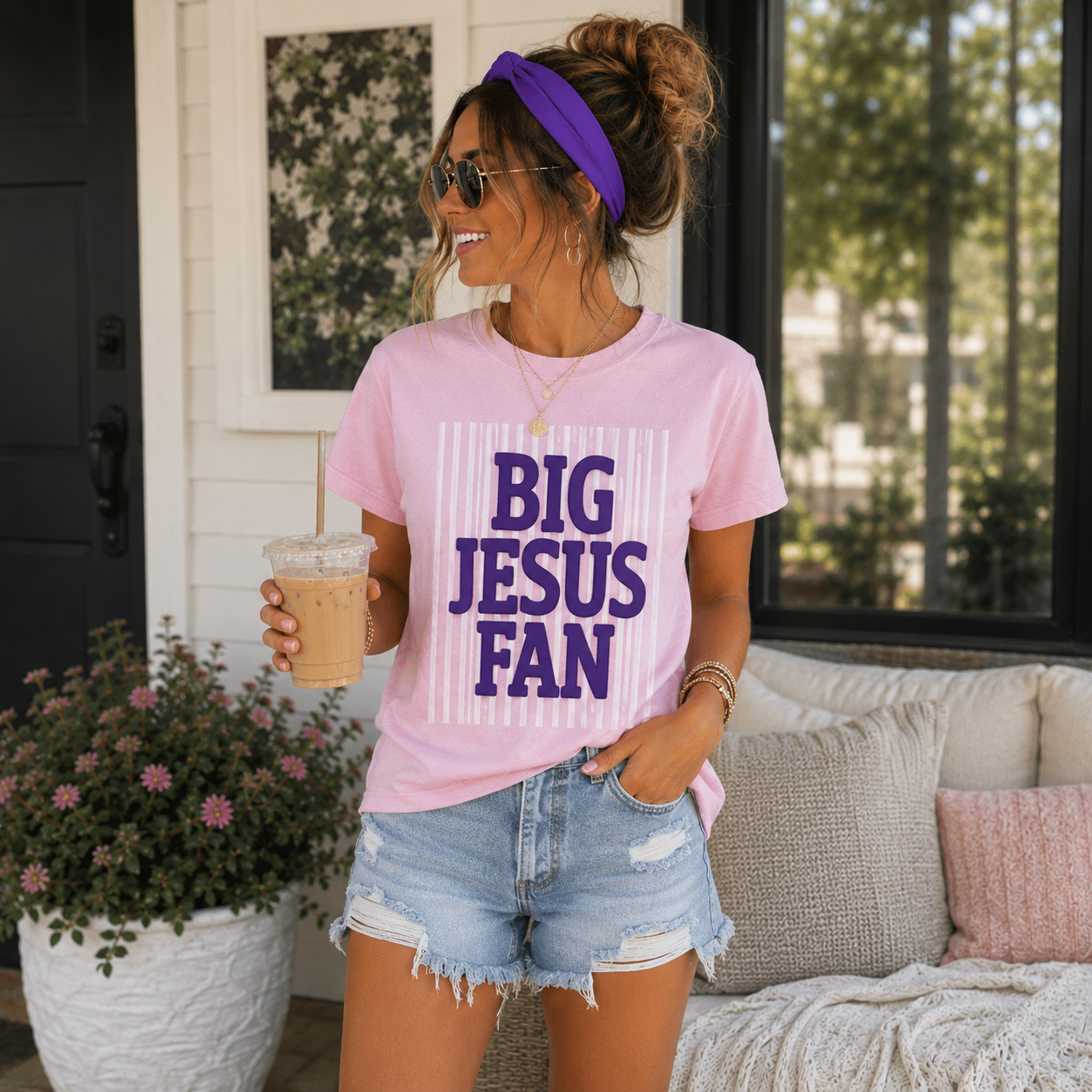 BIG JESUS FAN Purple Puff Screen Print Transfer