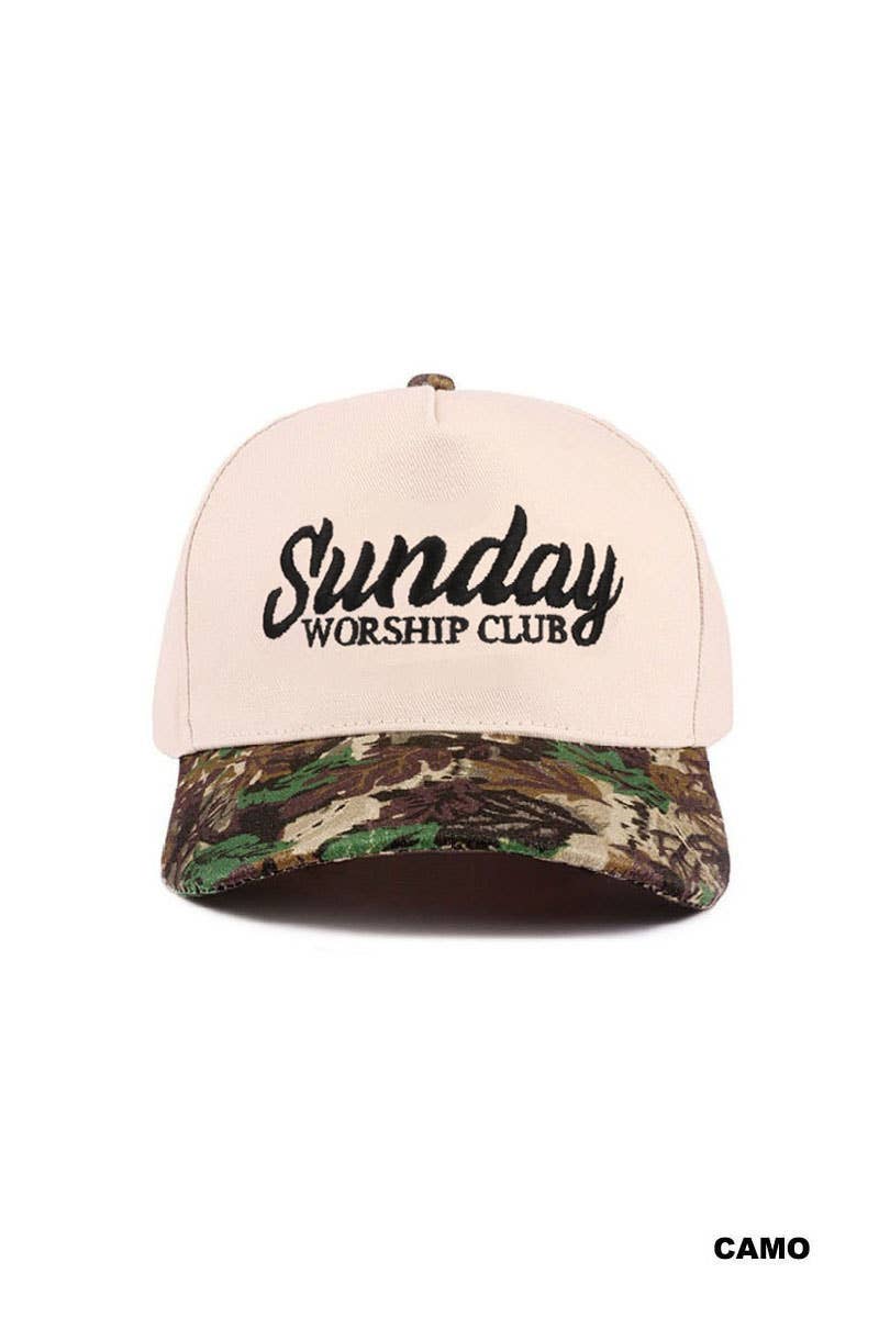 ,,._ 0304 Sunday Worship Club Two Tone Cotton Hat SI-29586