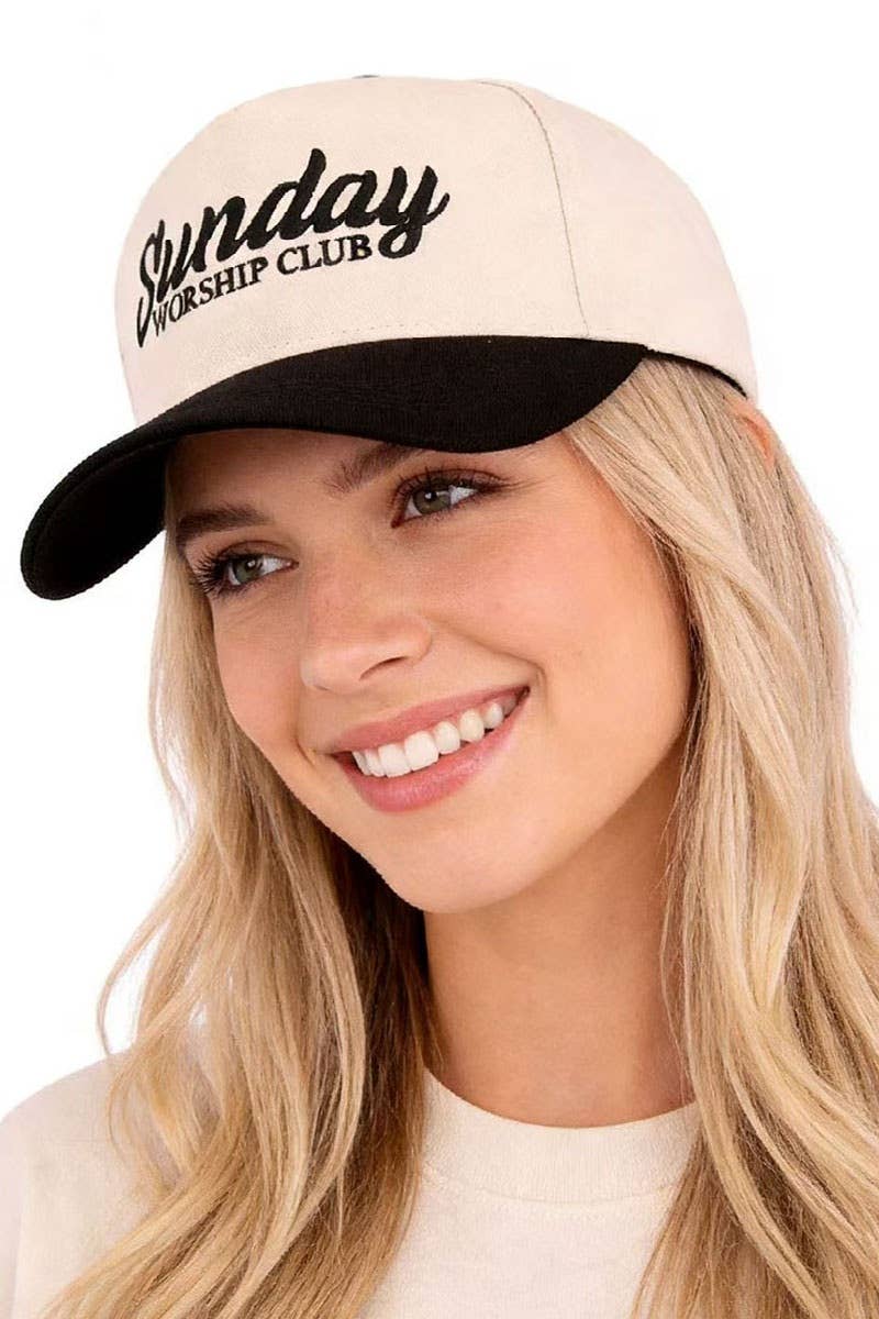 ,,._ 0304 Sunday Worship Club Two Tone Cotton Hat SI-29586