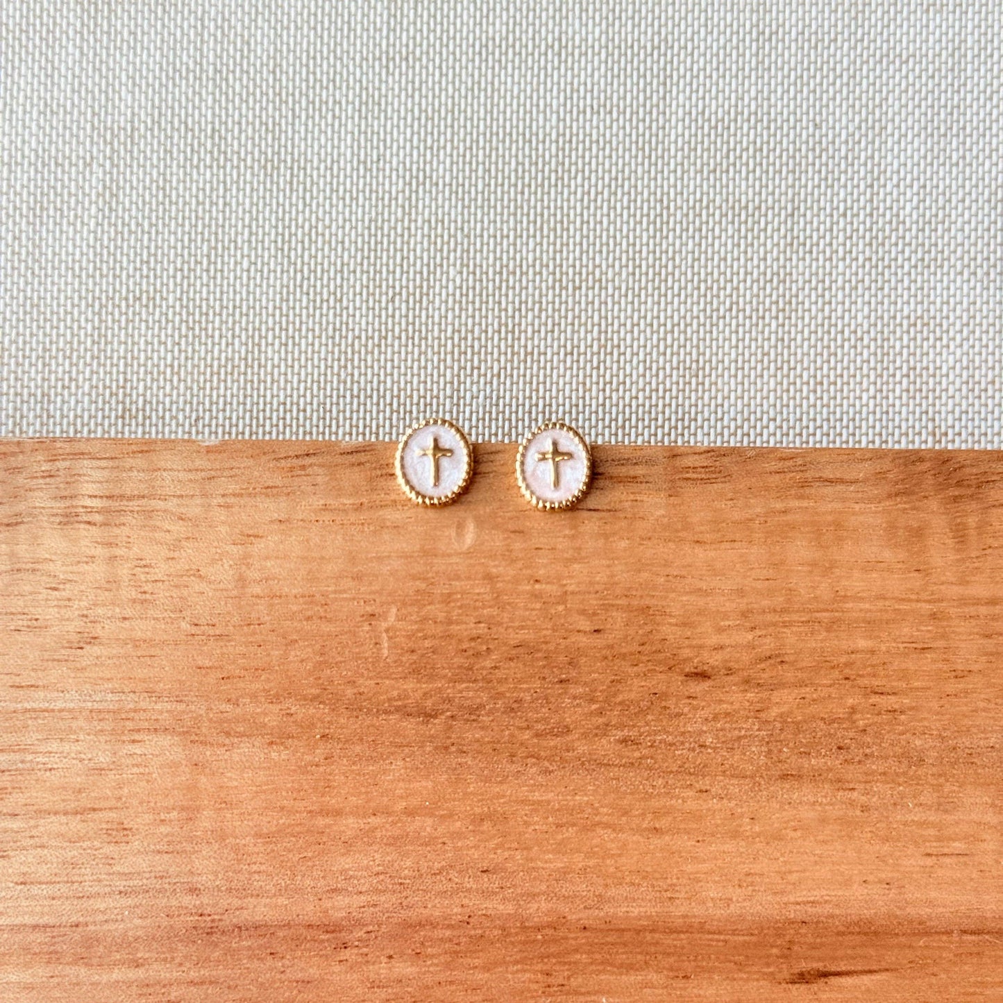 Gold Cross Stud Earrings