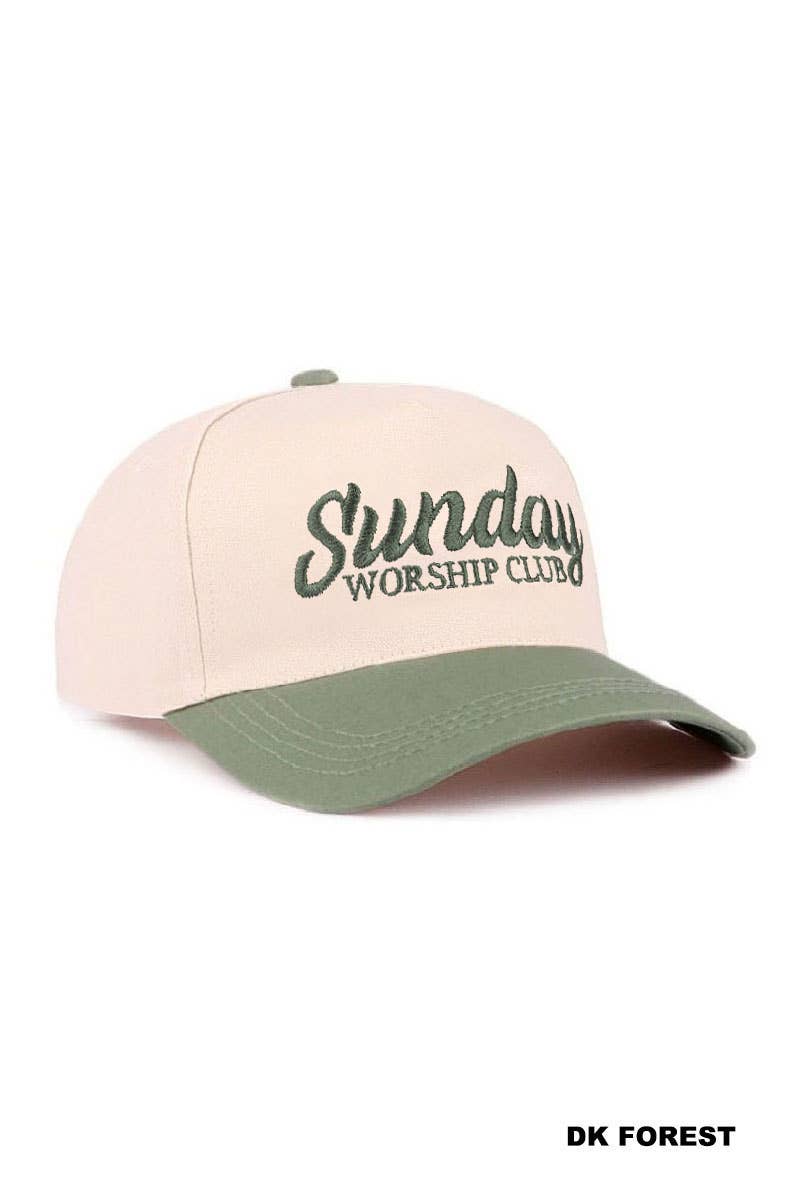 ,,._ 0304 Sunday Worship Club Two Tone Cotton Hat SI-29586