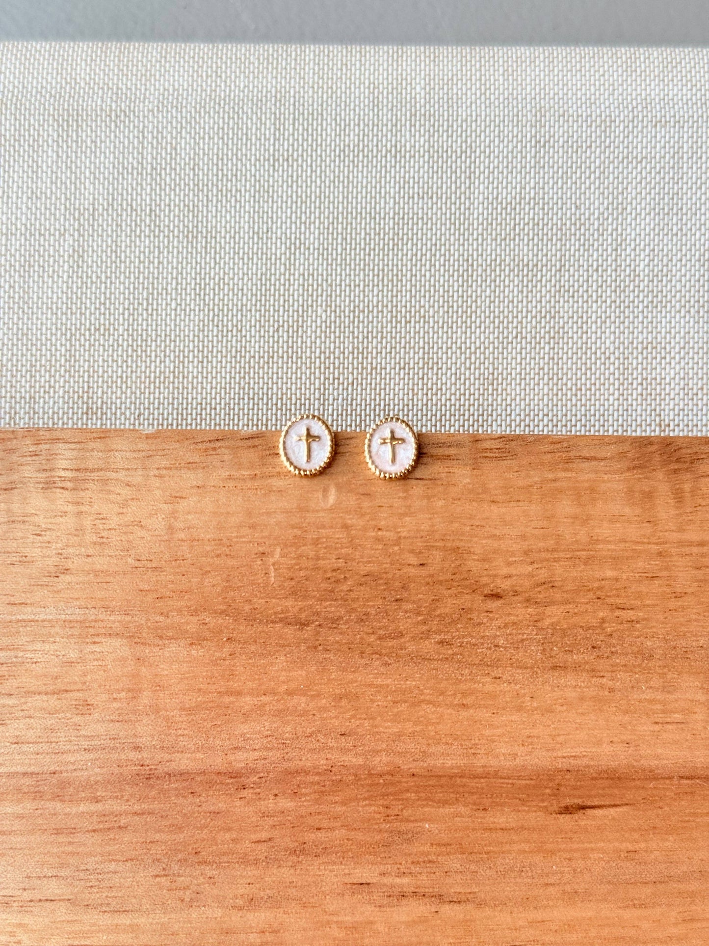 Gold Cross Stud Earrings