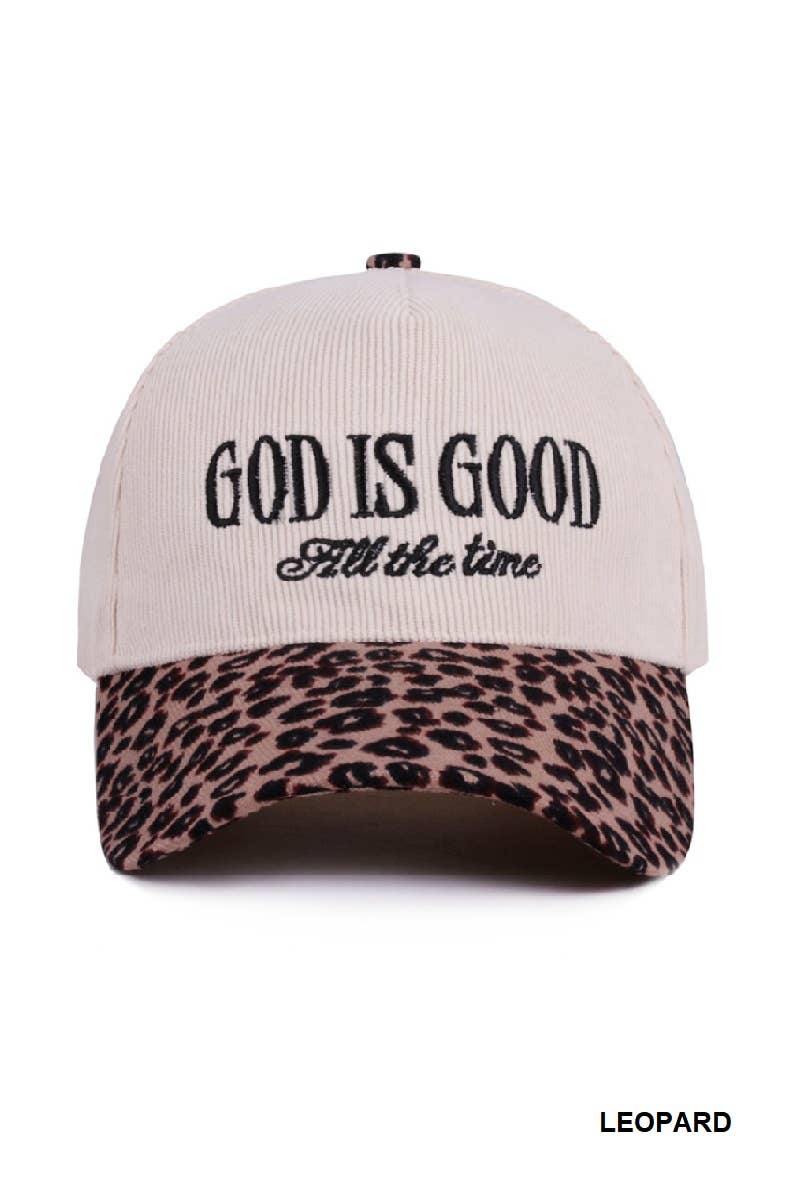 ,,,...._ God Is Good All The Time Two Tone Corduroy Cap SI-28922